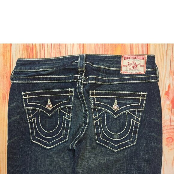 True Religion Disco Becky Big T Womens Bootcut Jeans 28 (31x31) Dark Wash USA - Picture 8 of 10